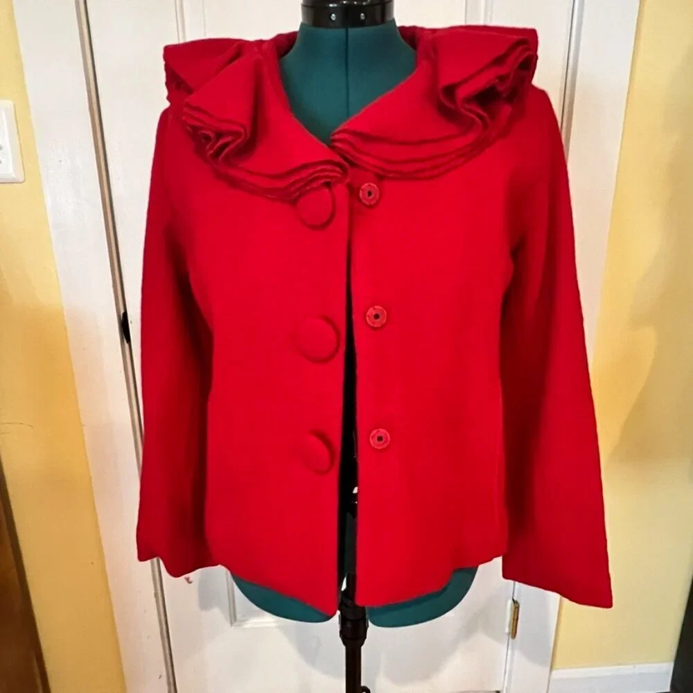 Carson 100% Wool Jacket w/ Ruffled Color NWT - Picture 1 of 6